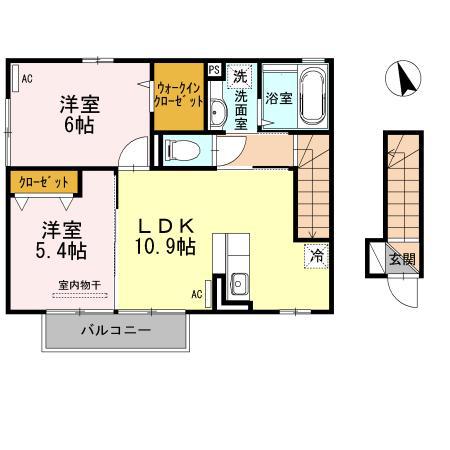 セジュール あかねヶ丘(2LDK/2階)の間取り写真