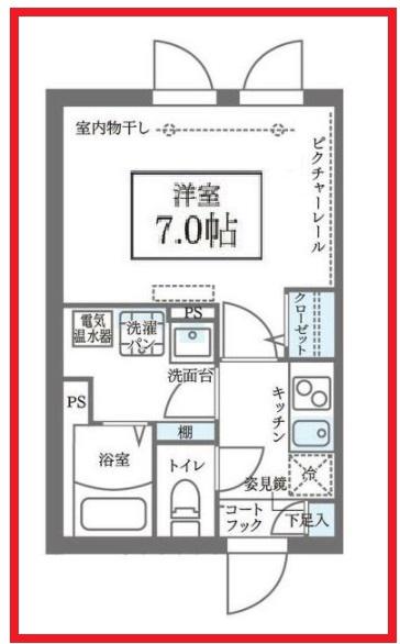ココキューブ日暮里(1K/4階)の間取り写真