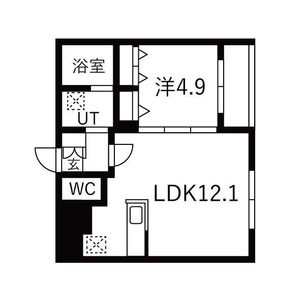 GA-千歳緑町1丁目MS(1LDK/2階)の間取り写真