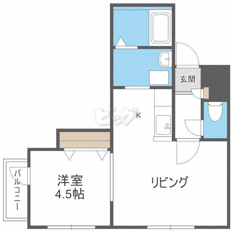 LA・BELLA(1LDK/3階)の間取り写真