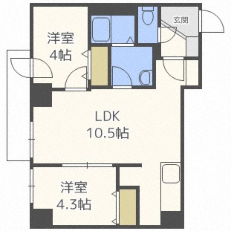 ファランドール平岸(2LDK/3階)の間取り写真