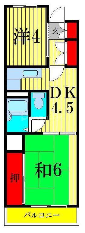 柴又第1STマンション(2DK/1階)の間取り写真