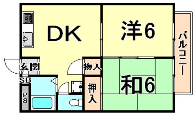 サニーハイツ(2DK/3階)の間取り写真