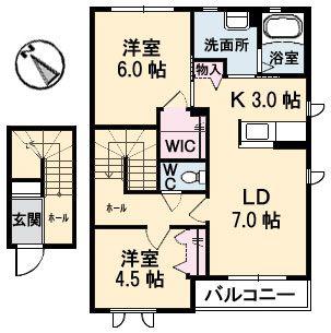 セントアイランドB棟(2LDK/2階)の間取り写真