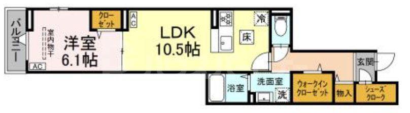 グラナーデ東伊興(1LDK/1階)の間取り写真