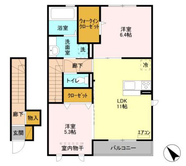 CASCATAI(2LDK/2階)の間取り写真