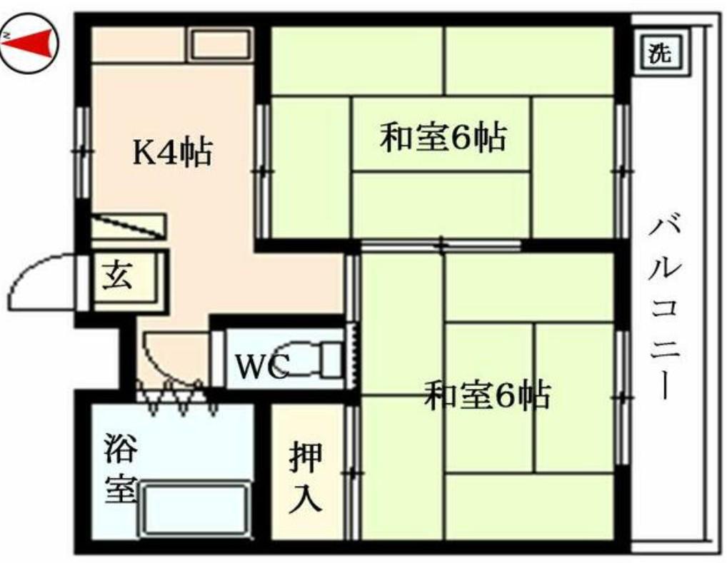 わかばハイツ(2K/3階)の間取り写真