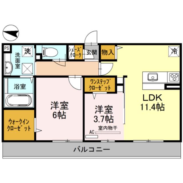 エスペランジュ(2LDK/2階)の間取り写真