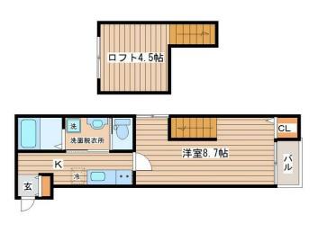 LINK STAGE郡山(1K/2階)の間取り写真