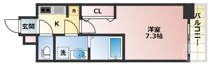 S-RESIDENCE三国ウエスト(1K/6階)の間取り写真