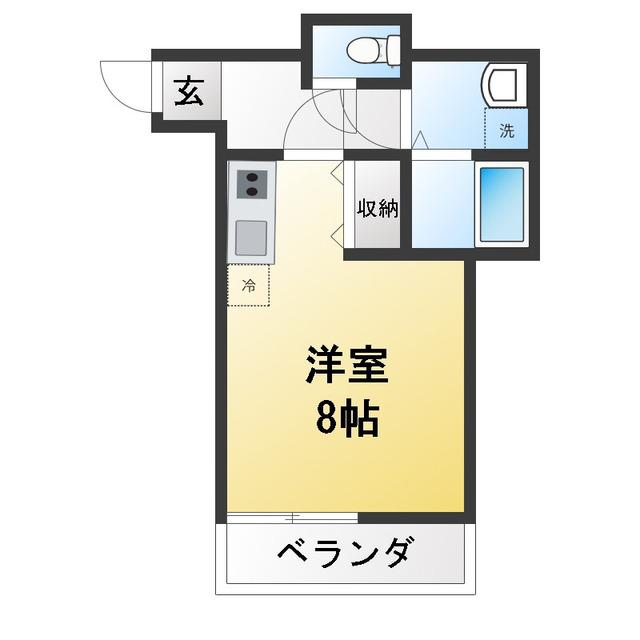 南矢名共同(ワンルーム/2階)の間取り写真