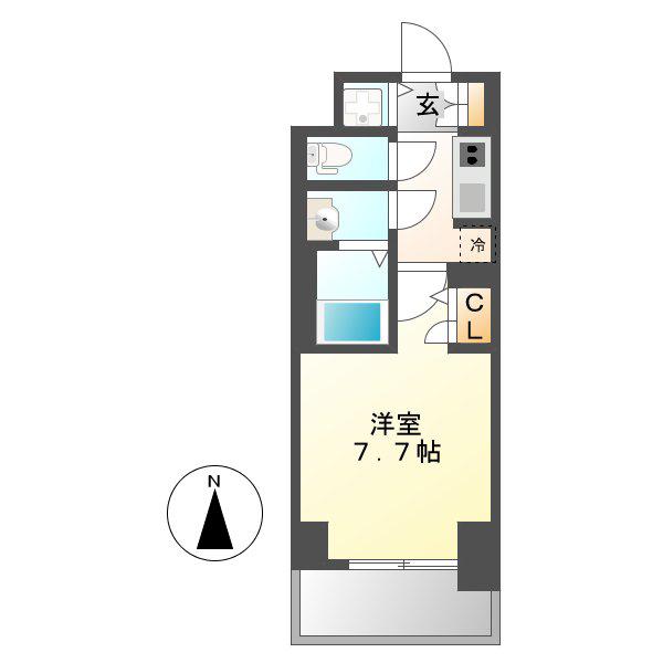 S-RESIDENCE葵(1K/6階)の間取り写真