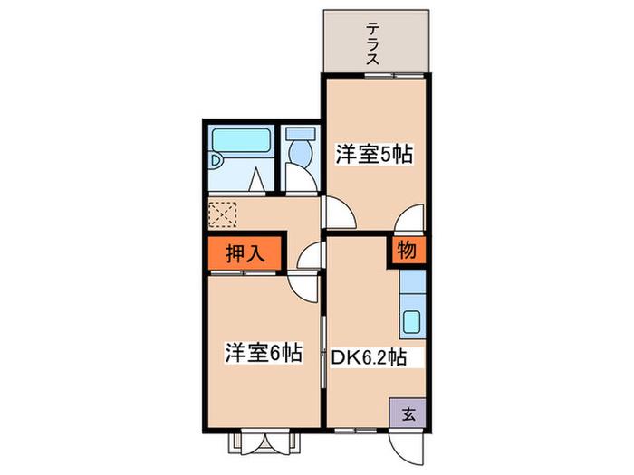 エステートピア松風台(2DK/1階)の間取り写真