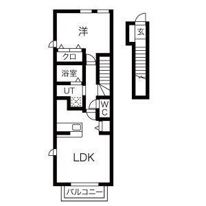 ウエストン遠若(1LDK/2階)の間取り写真