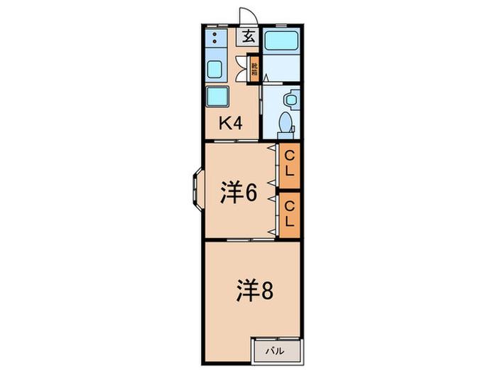 タウンハウス(2K/1階)の間取り写真