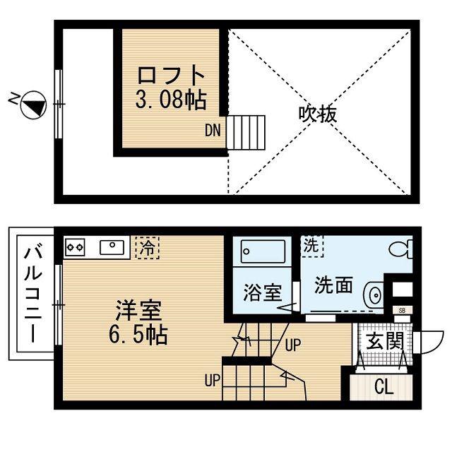 FLORAISON(ワンルーム/2階)の間取り写真