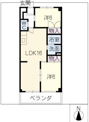 アーバンコア禾森(2LDK/4階)の間取り写真