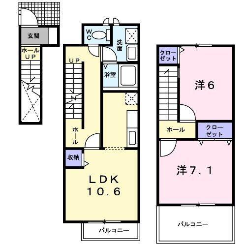 ARE-CN-CIEL(2LDK/2階)の間取り写真