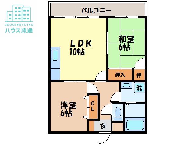 アドバンスベル(2LDK/2階)の間取り写真