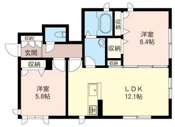 ラフィネ木崎(2LDK/1階)の間取り写真
