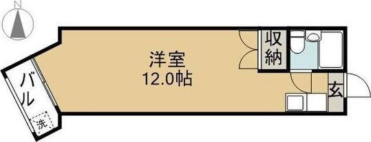 ブランシュ東海通(ワンルーム/4階)の間取り写真