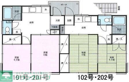 岡田レジデンス(2K/2階)の間取り写真