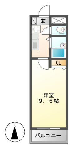 グラヴィーナ(1K/2階)の間取り写真