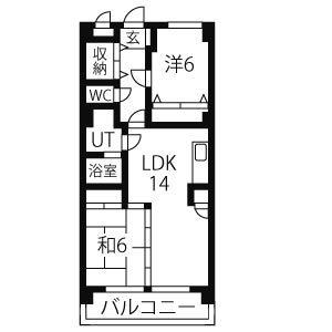 第2平安ビル(2LDK/2階)の間取り写真