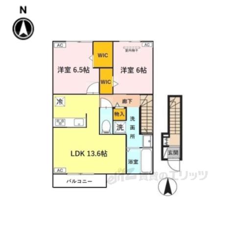 当麻寺MKコート5(2LDK/2階)の間取り写真