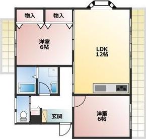 石川マンション(2LDK/4階)の間取り写真