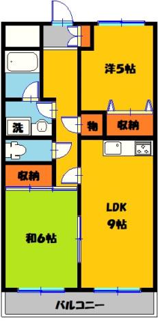 ヒルズM1(2LDK/7階)の間取り写真