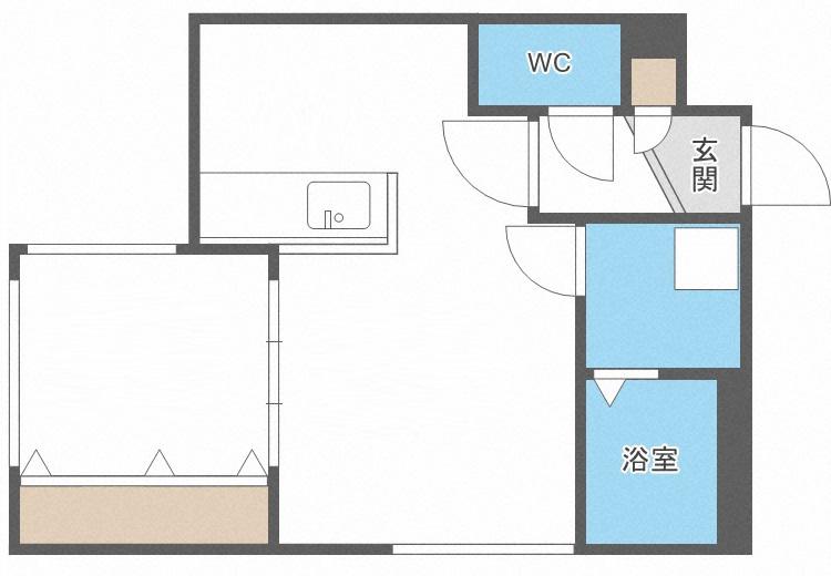 グランド中の島(1LDK/1階)の間取り写真