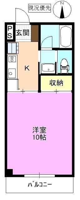プレジデント穂高(1K/2階)の間取り写真