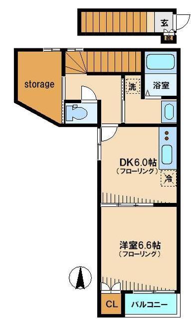 メイスプリング長崎(1DK/1階)の間取り写真