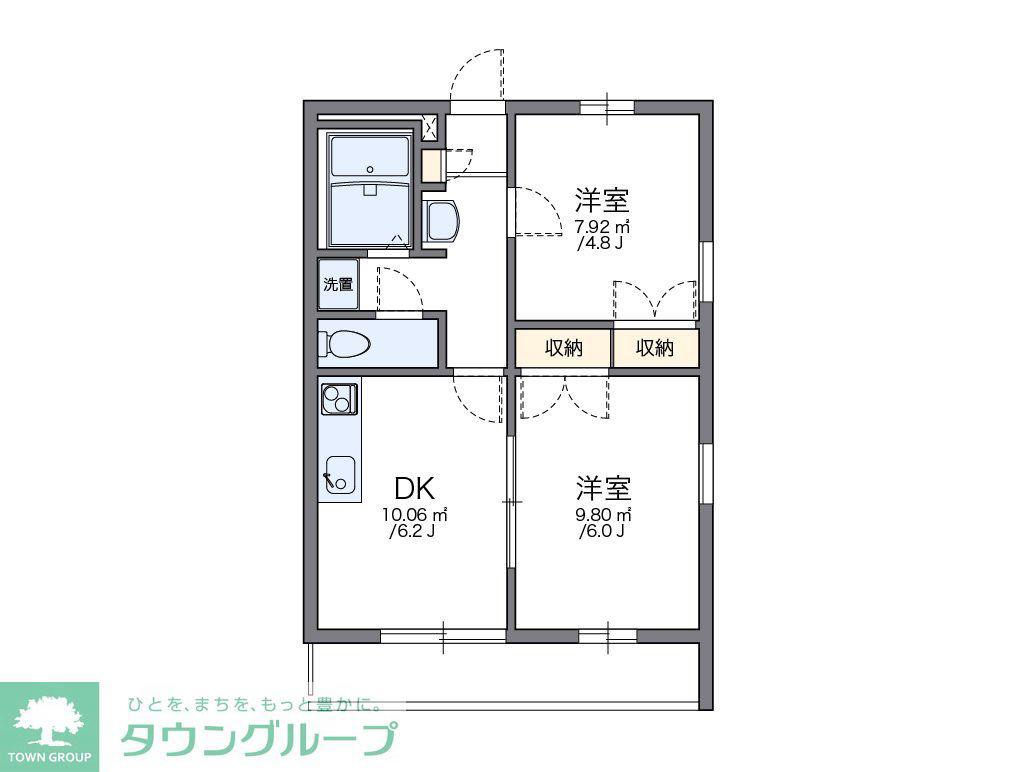 レオパレス嵐山(2DK/3階)の間取り写真