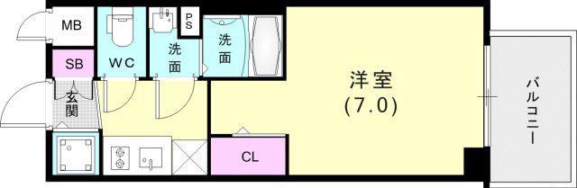 アドバンス神戸マーレ(1K/3階)の間取り写真