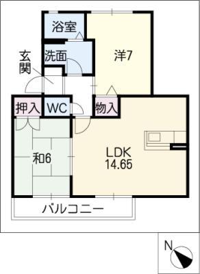 エーデルハイム伏見(2LDK/1階)の間取り写真