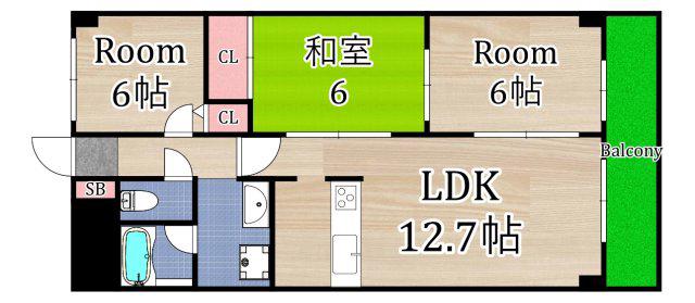 カサグランデ(3LDK/4階)の間取り写真