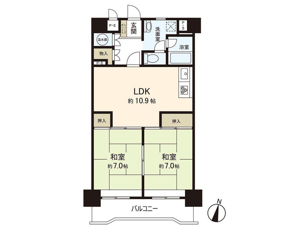 ブライトシティ柏木(2LDK/5階)の間取り写真