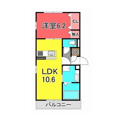 フローリッシュ(1LDK/3階)の間取り写真