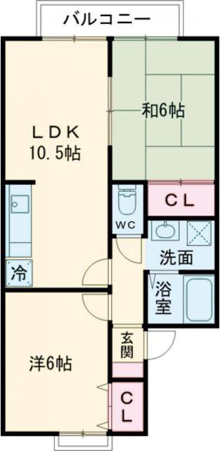 アゼリア桂川(2LDK/1階)の間取り写真
