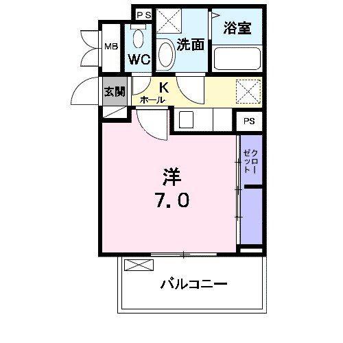 フォレストオハナ C棟(1K/2階)の間取り写真