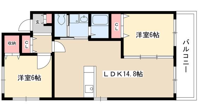 シャインスマイリー(2LDK/2階)の間取り写真