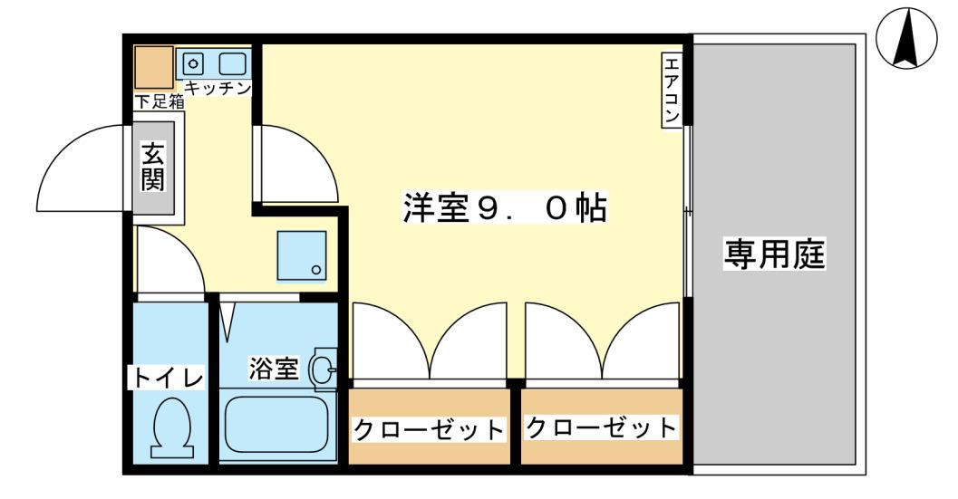 フォレスト光(1K/1階)の間取り写真