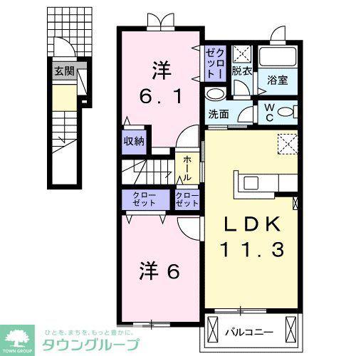 アニバーサリーサプライズハウス(2LDK/2階)の間取り写真