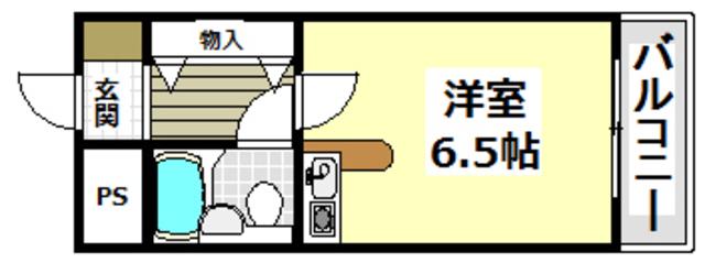 ビクトリア茨木(ワンルーム/4階)の間取り写真