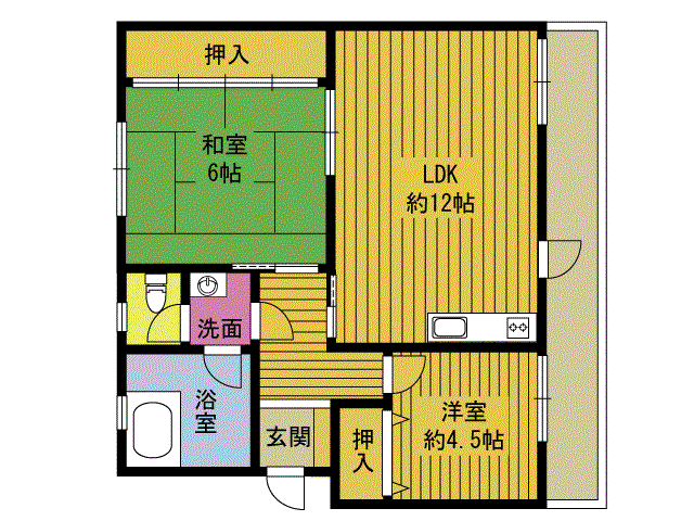 水城ビル(2LDK/4階)の間取り写真
