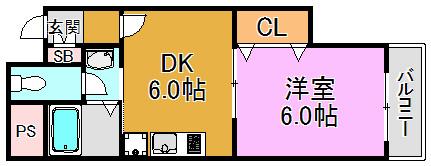 パレスコート(1DK/2階)の間取り写真