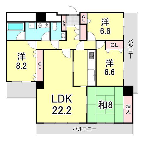 セントラルガーデンタワー(4LDK/27階)の間取り写真