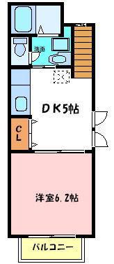 ツインスタービラ(1DK/2階)の間取り写真